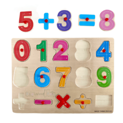 Puzzle Incastru din Lemn cu Cifre si semne aritmetice